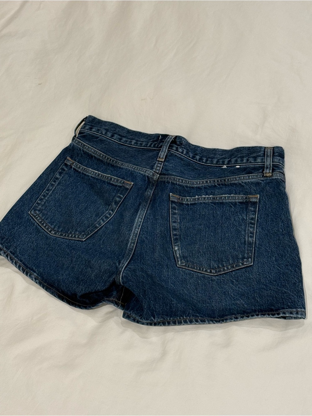 Agolde Dark Indigo High-Rise Denim Shorts - Picture 2 of 5